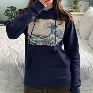 Great Wave Off Kanagawa Navy Hoodie